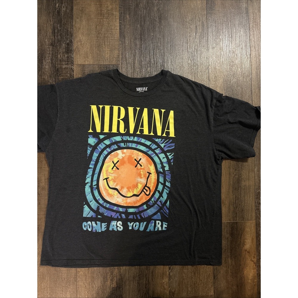 2XL Official Nirvana "Come As You Are" 1993 Tour Shirt Gray Psychedelic Smiley